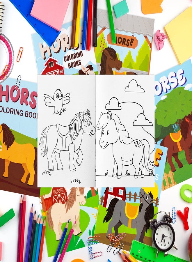 JAPBOR 24pcs Horse Party Coloring Books, Farmhouse Pony Color Pages Drawing Booklet Bulk, Cartoon Western Horses DIY Art Painting Craft Games Party Favors Carnival Goodie Bags Fillers - Image 4